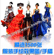 最新1500张服装手绘 婚纱手绘手稿 服装手绘设计图服装设计素材 